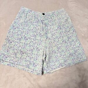 Breaker Jeans Vintage Floral Denim Shorts Purple Size 27 High Waisted Retro